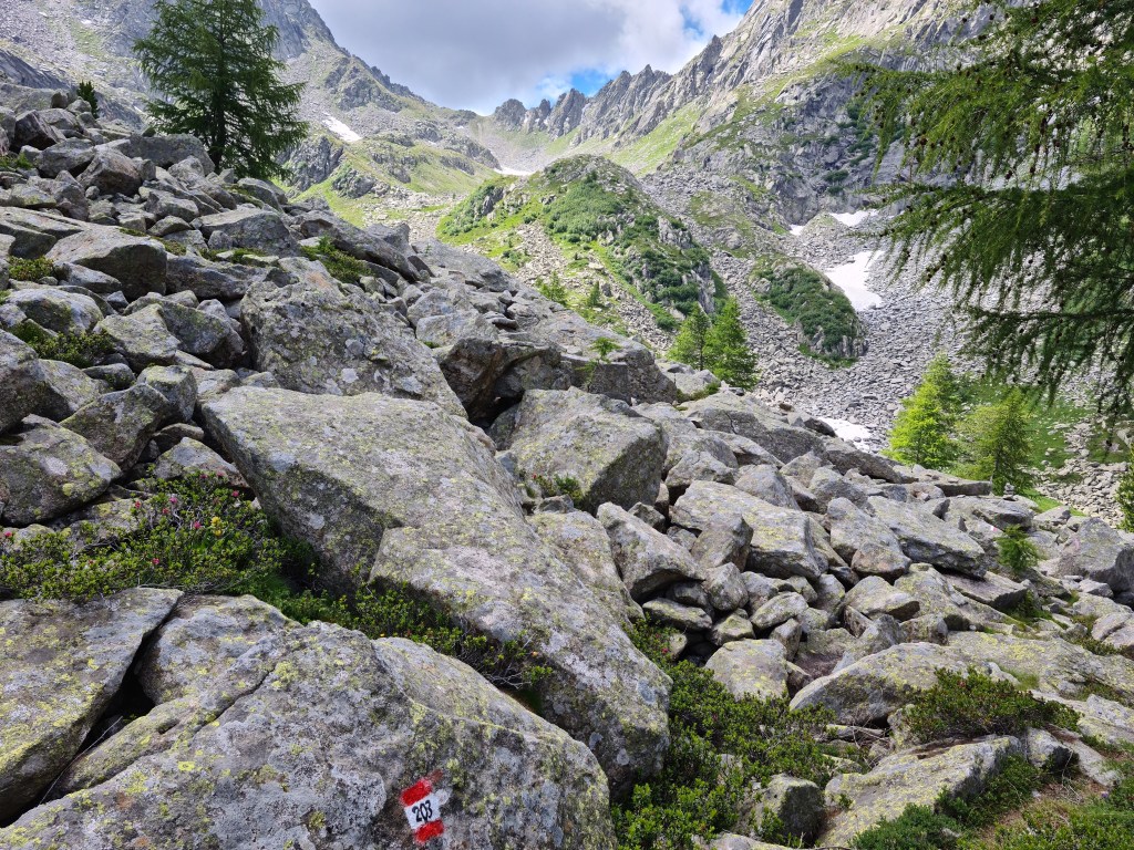 Sentiero 203 tra i massi dell’alta Val Gelada
